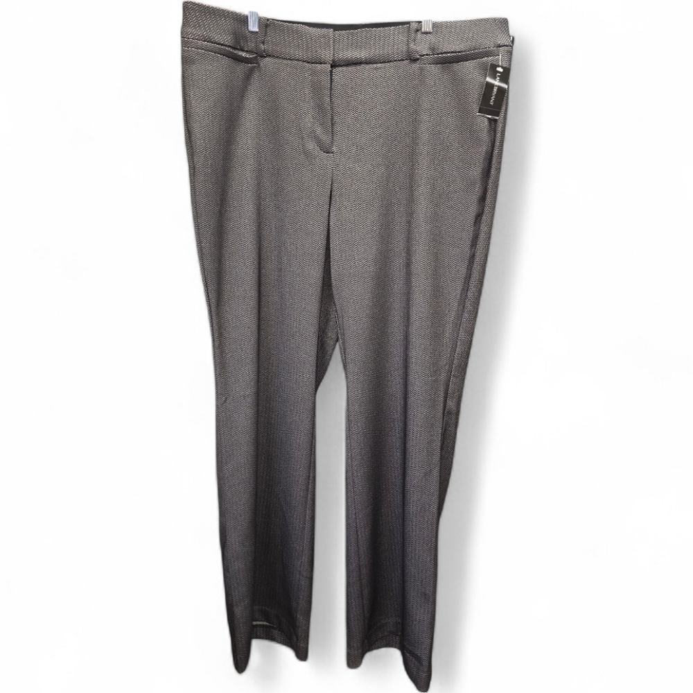 NWT Lane Bryant Herringbone Wide Leg Dress Pants S 20R Flat Front Button Closure